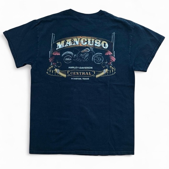 Harley-Davidson Other - Y2K Faded Harley Davidson Mancuso Central Texas Biker Motorcycle T-shirt N